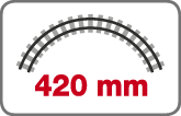 Empfohlener Mindestradius 420 mm (H0)